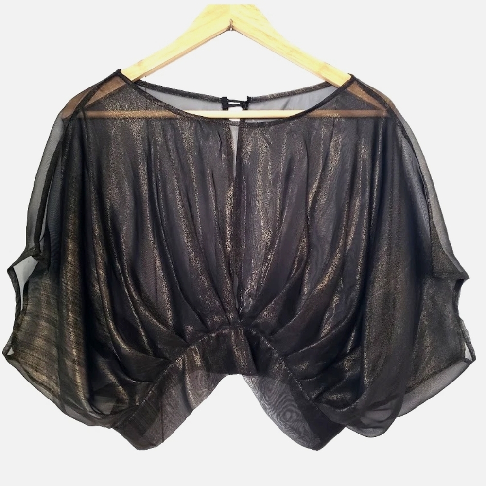 Sheer Black Metallic Cropped Top